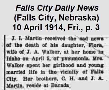 Death notice from The Falls City Daily News of 10 April 1914 (no headline).'