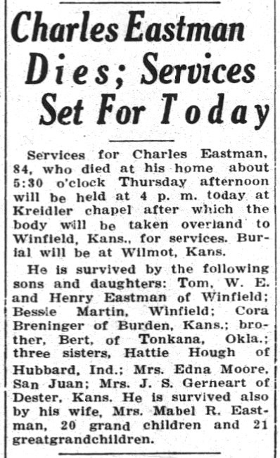 Charles's obituary from The Monitor of
                4 January 1935.