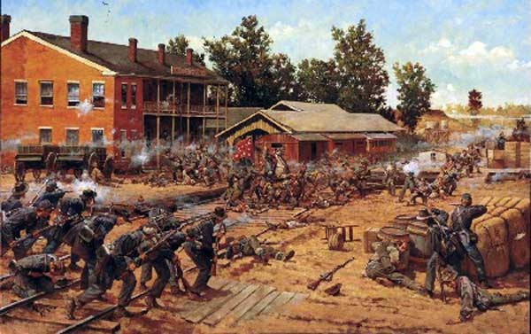 Painting of troops engaged in battle